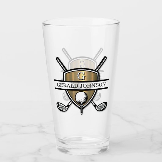 Elegant Custom Golf Monogram Design Glas (Voorkant)