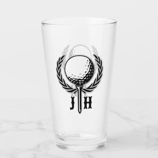 Elegant Custom Golf Monogram Design Glas (Achterkant)