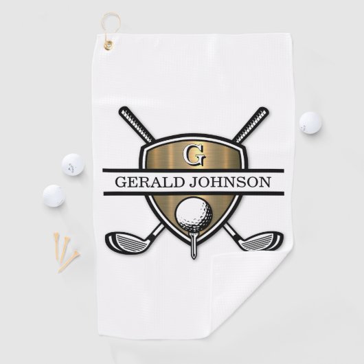 Elegant Custom Golf Monogram Design Golfhanddoek (Insitu)