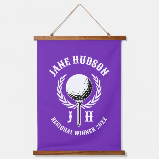 Elegant Custom Golf Monogram Design Hangend Wandkleed (Voorkant)