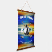 Elegant Custom Golf Monogram Design Hangend Wandkleed (Gebogen)