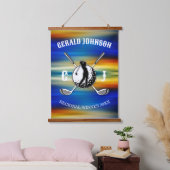 Elegant Custom Golf Monogram Design Hangend Wandkleed (Slaapkamer)