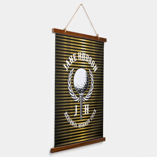 Elegant Custom Golf Monogram Design Hangend Wandkleed (Gebogen)