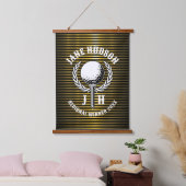 Elegant Custom Golf Monogram Design Hangend Wandkleed (Slaapkamer)