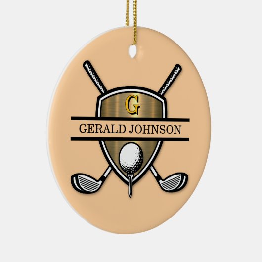 Elegant Custom Golf Monogram Design Keramisch Ornament (Rechts)