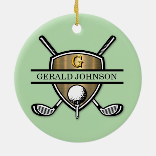Elegant Custom Golf Monogram Design Keramisch Ornament (Achterkant)