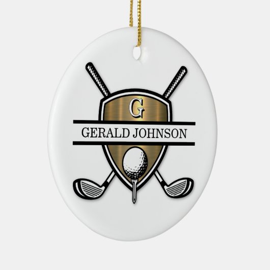 Elegant Custom Golf Monogram Design Keramisch Ornament (Rechts)