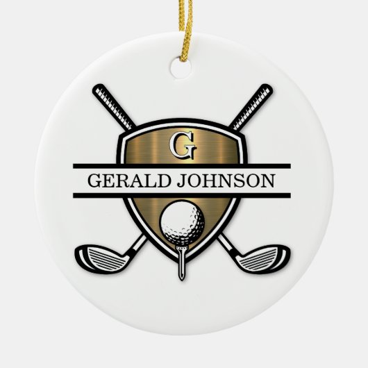 Elegant Custom Golf Monogram Design Keramisch Ornament (Voorkant)