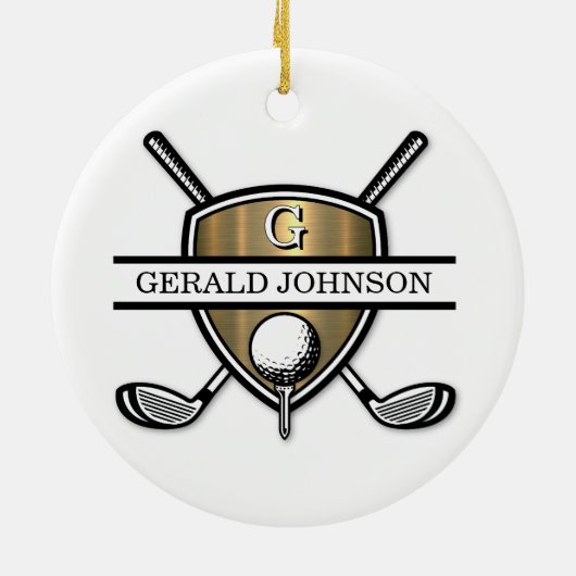 Elegant Custom Golf Monogram Design Keramisch Ornament (Achterkant)