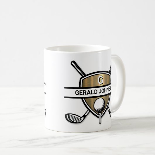 Elegant Custom Golf Monogram Design Koffiemok (Voorkant rechts)