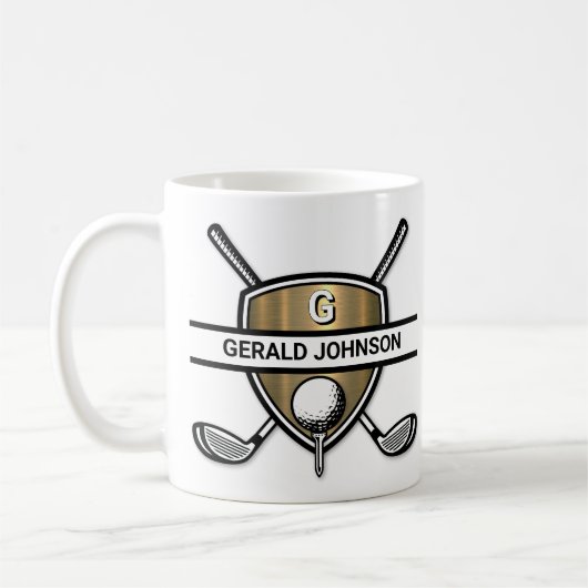 Elegant Custom Golf Monogram Design Koffiemok (Links)