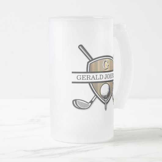Elegant Custom Golf Monogram Design Matglas Bierpul (Voorkant rechts)