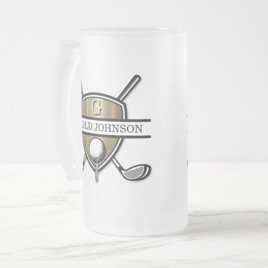 Elegant Custom Golf Monogram Design Matglas Bierpul (Voorkant links)