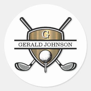 Elegant Custom Golf Monogram Design Ronde Sticker