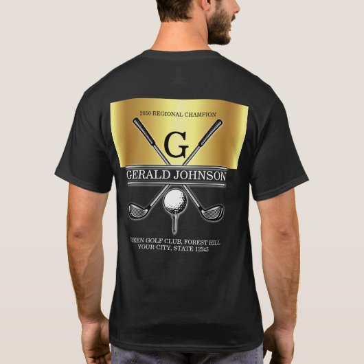 Elegant Custom Golf Monogram Design T-shirt (Achterkant)
