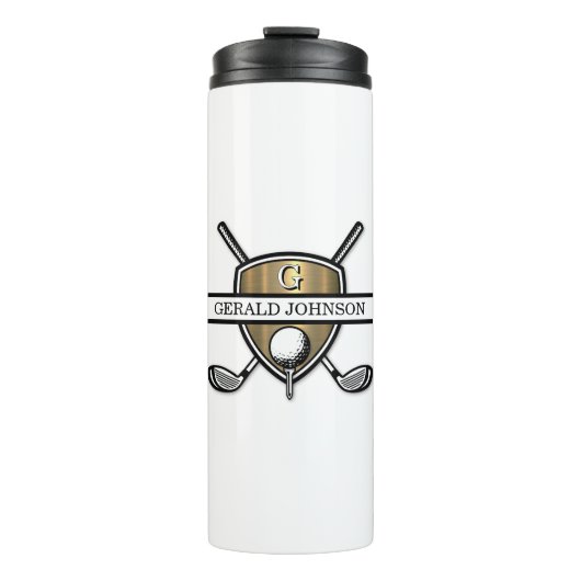 Elegant Custom Golf Monogram Design Thermosbeker (Voorkant)