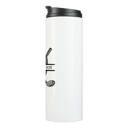 Elegant Custom Golf Monogram Design Thermosbeker (Geroteerd rechts)