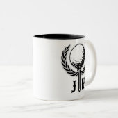 Elegant Custom Golf Monogram Design Tweekleurige Koffiemok (Voorkant rechts)