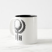 Elegant Custom Golf Monogram Design Tweekleurige Koffiemok (Voorkant links)