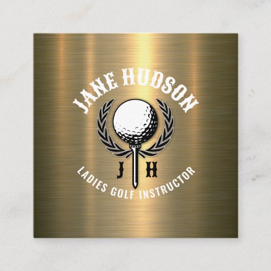 Elegant Custom Golf Monogram Design Vierkante Visitekaartje (Voorkant)