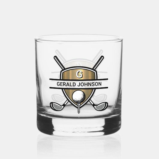 Elegant Custom Golf Monogram Design Whisky Glas (Voorkant)