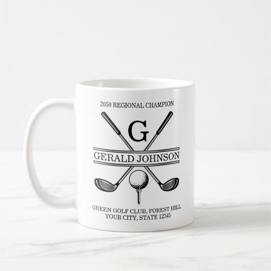 Elegant Custom Golf Monogram Koffiemok (Links)