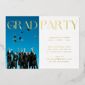 Elegant Custom Goud Afstuderen Photo Party Folie Uitnodiging (Voorkant)