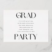 Elegant Custom Goud Afstuderen Photo Party Folie Uitnodiging (Achterkant)