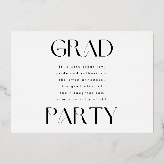 Elegant Custom Goud Afstuderen Photo Party Folie Uitnodiging (Achterkant)