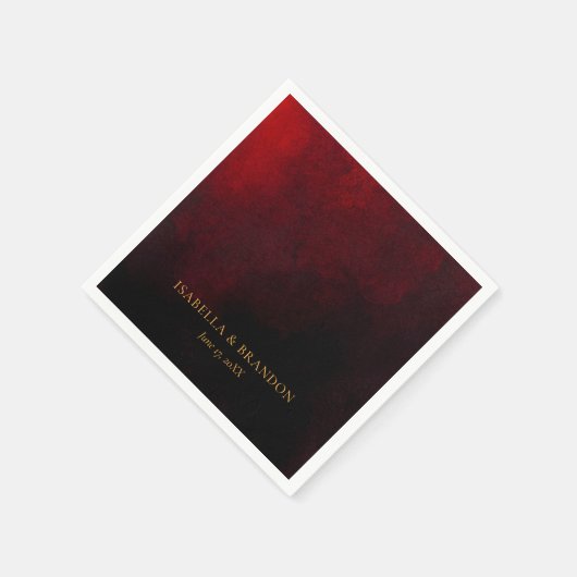 Elegant Custom Goud Rood Zwart Bruiloft Servet (Hoek)