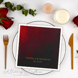 Elegant Custom Goud Rood Zwart Bruiloft Servet