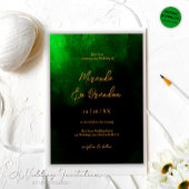 Elegant Custom Goud Smaragd Groen Bruiloft Kaart