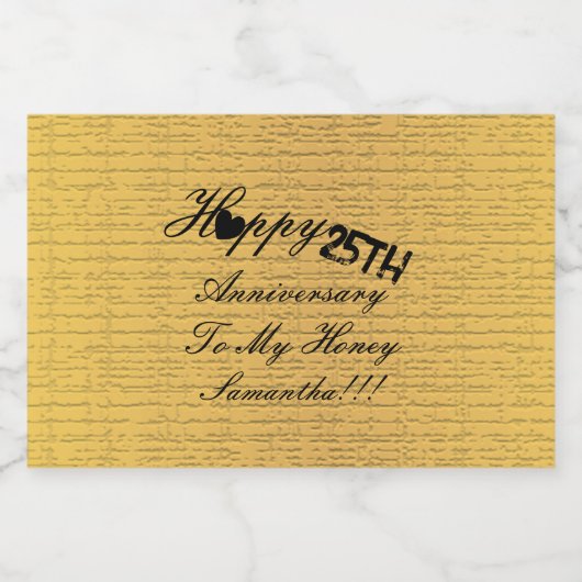 Elegant Custom Goud Zwart 25e Jubileum Likeurfles Etiket (Enkel label)