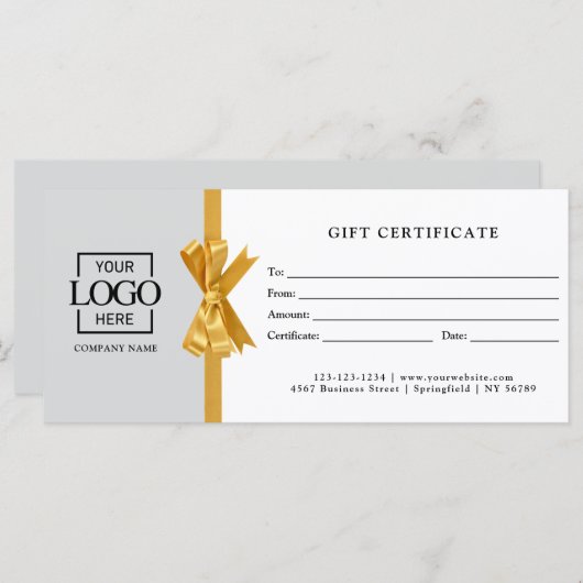 Elegant Custom Gray Business Gift Certificate (Voorkant / Achterkant)