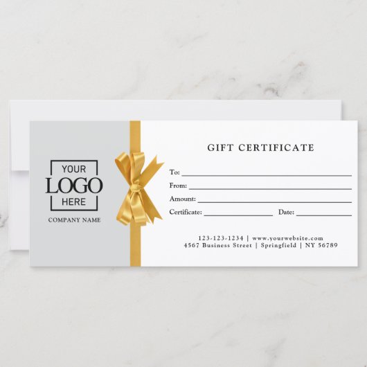 Elegant Custom Gray Business Gift Certificate (Voorkant)