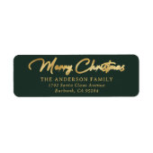 Elegant Custom Green en Gold Foil Merry kerst Etiket (Voorkant)