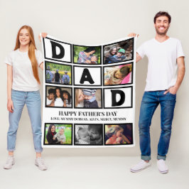 Elegant Custom Happy Fathers Dag 9 Foto Collage Fleece Deken