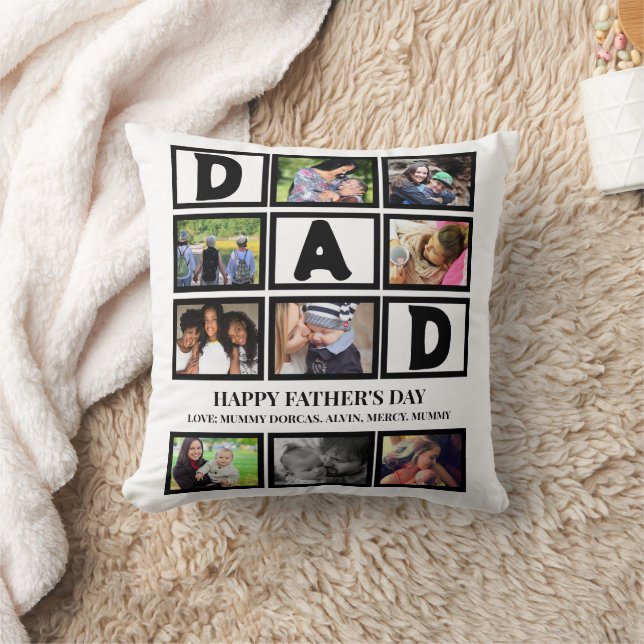 Elegant Custom Happy Fathers Dag 9 Foto Collage Kussen (Deken)