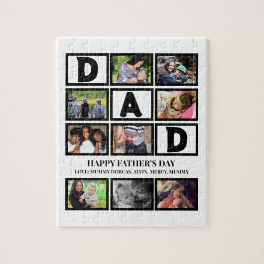 Elegant Custom Happy Fathers Dag 9 Foto Collage Legpuzzel (Verticaal)