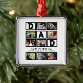Elegant Custom Happy Fathers Dag 9 Foto Collage Metalen Ornament