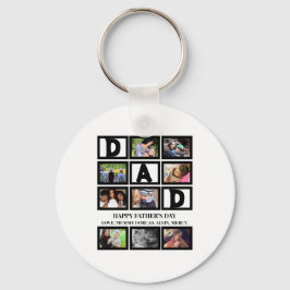 Elegant Custom Happy Fathers Dag 9 Foto Collage Sleutelhanger