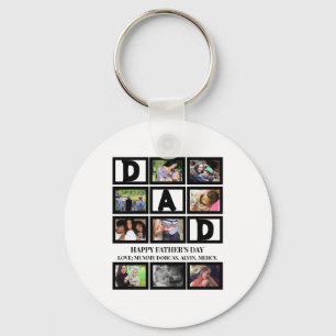 Elegant Custom Happy Fathers Dag 9 Foto Collage Sleutelhanger