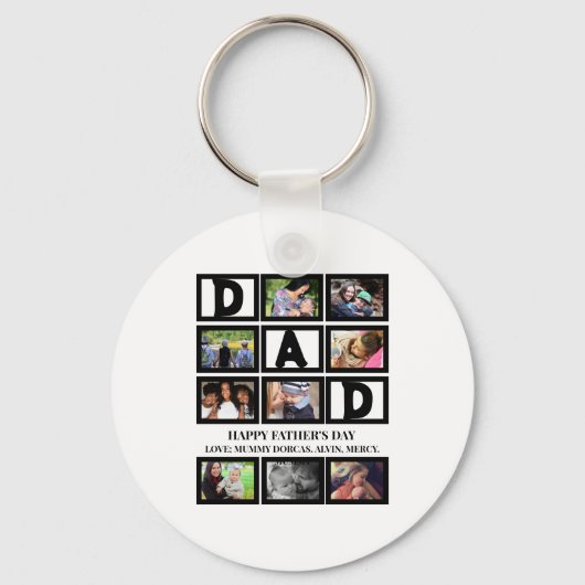 Elegant Custom Happy Fathers Dag 9 Foto Collage Sleutelhanger (Voorkant)