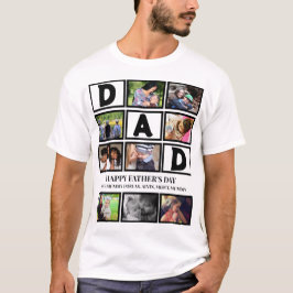 Elegant Custom Happy Fathers Dag 9 Foto Collage T-shirt