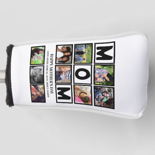 Elegant Custom Happy Mothers Dag 9 Foto Collage Golfheadcover (Voorkant)