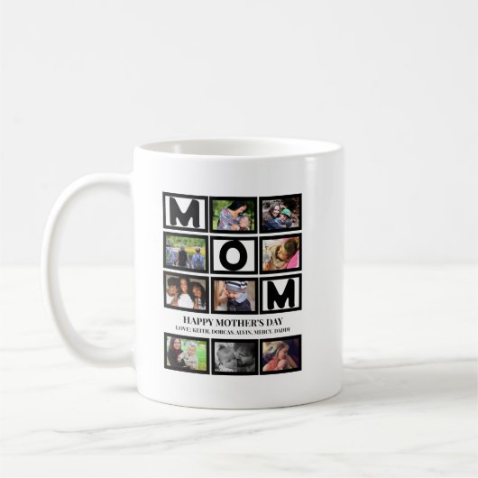 Elegant Custom Happy Mothers Dag 9 Foto Collage Koffiemok (Links)