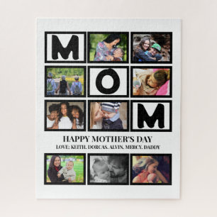 Elegant Custom Happy Mothers Dag 9 Foto Collage Legpuzzel