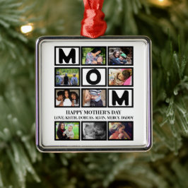 Elegant Custom Happy Mothers Dag 9 Foto Collage Metalen Ornament