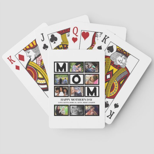 Elegant Custom Happy Mothers Dag 9 Foto Collage Pokerkaarten (Achterkant)