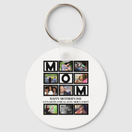 Elegant Custom Happy Mothers Dag 9 Foto Collage Sleutelhanger